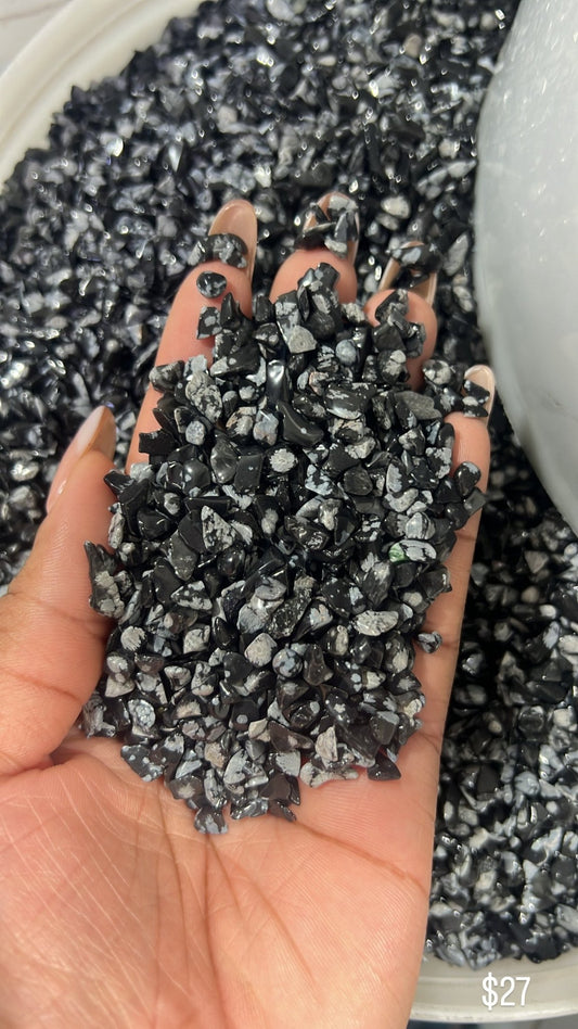 Snowflake Obsidian Chips - Sun Crystal WholesalerChips